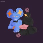 1:1 animal_genitalia animal_penis balls big_balls big_butt big_penis black_body black_fur blue_body blue_fur butt claws erection feline_genitalia feline_penis feral fur furry_balls generation_4_pokemon genitals hair hi_res holding_leg holding_leg_up huge_balls huge_butt huge_penis lying male narrowed_eyes nintendo on_side paws penis pink_penis pokemon pokemon_(species) seductive sheath shinx small_but_hung smert444 smile smiling_at_viewer solo spreading tail teeth vein veiny_penis yellow_body