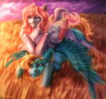 2020 ambient_bird ambiguous_feral ambiguous_gender artist_logo artist_name bent_legs blonde_eyebrows blonde_mane blue_body blue_eyes blue_fur blue_wings character_request cloud cloudy_sky colored detailed digital_drawing_(artwork) digital_media_(artwork) duo_focus english_description equid equine evening eyebrows eyelashes fan_character feathered_wings feathers female female_feral feral flying folded_wings fur grass group happy hasbro horn light lighting logo looking_down looking_down_at_another looking_up_at_another lying lying_on_ground male male/female male_feral mammal mane my_little_pony mythological_creature mythological_equine mythology nude nude_female nude_male on_another on_front on_ground outside pegasus pink_mane pink_wings plant playful purple_eyes quadruped rayrage shaded sky smile smiling_at_another smiling_at_each_other spread_wings teeth text toothy_smile two_tone_wings white_body white_fur white_horn white_sclera white_wings winged_unicorn wings