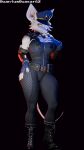 2026 3d_(artwork) 9:16 absurd_res anthro artist_name belt big_breasts biped black_boots black_bottomwear black_clothing black_footwear black_nose black_pants blender_(artwork) blender_cycles_(artwork) blue_clothing blue_gloves blue_handwear blue_lighting blue_topwear blue_vest boots bottomwear breasts cheek_tuft clothed clothed_anthro clothed_female clothing colored_lighting digital_media_(artwork) ear_tuft eyelashes eyeshadow facial_tuft female female_anthro fingerless_gloves footwear freckled_face freckles full-length_portrait fully_clothed fully_clothed_anthro fully_clothed_female fur gloves hair hand_on_breast hand_on_hip handwear hat headgear headwear hi_res high_boots icon looking_at_viewer looking_away makeup mammal murid murine officer_flint_(foresttherotten) pants police police_officer portrait pose purple_eyeshadow quantumquasar62 rat red_eyes red_lighting rodent shoes simple_background smile solo standing text tight_bottomwear tight_clothing topwear tuft vest warfare_flint white_body white_ears white_fur white_hair zipper