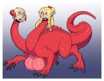 2026 2_heads 4_toes accessory all_fours alternate_form alternate_species angry big_breasts blonde_hair bodily_fluids border bow_ribbon braided_hair braided_pigtails breasts busty_feral cel_shading claws colored conjoined curved_horn delicious_in_dungeon digital_drawing_(artwork) digital_media_(artwork) digitigrade dorsal_ridge dragon duo elf european_mythology falin_touden feet female feral full-length_portrait green_eyes grey_claws hair hair_accessory hair_bow hair_ribbon hi_res horn human humanoid_face humanoid_pointy_ears hybrid implied_transformation line_art long_hair long_neck long_tail looking_down mammal marcille_donato merging multi_head mythological_creature mythological_scalie mythology nipples non-mammal_breasts non-mammal_nipples open_mouth orange_eyes pointy_ears portrait pubic_boot purple_background quadruped raised_leg red_body red_bow red_dragon_(delicious_in_dungeon) red_horn red_scales ribbed_horn ribbons scales scalie shaded short_hair simple_background smuglady standing surprised sweat sweatdrop tail tan_body tapering_horn tapering_tail teeth thick_tail toes tongue western_dragon white_border wingless_dragon