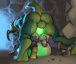 anthro anthro_penetrating anthro_penetrating_human big_ears bodily_fluids cave clothing colored_cum cum cum_inflation cum_inside dominant dominant_anthro duo fangs genital_fluids genitals glowing glowing_belly glowing_genitalia glowing_penis green_body green_cum human human_on_anthro human_penetrated inflation interspecies male male/male mammal penetration penis scalie sex submissive submissive_human teeth torn_clothing unusual_bodily_fluids unusual_cum unusual_genital_fluids wildragon