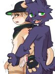 2026 adrian_(snowstormbat) anal anthro baseball_cap blush bodily_fluids butt butt_grab canid canine canis clothing cum cum_string digital_drawing_(artwork) digital_media_(artwork) duo english_description fingerless_gloves foreskin freckles genital_fluids genitals gloves green_eyes half-erect hand_on_butt handwear hat headgear headwear hi_res kemono kerchief knot knotted_penis male male/male mammal mustelid neckerchief neckwear nifram_logan nude_anthro nude_male otter penetration penis pizademokttero rear_view sex simple_background snowybark standing tail unretracted_foreskin wolf