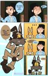 accessory anthro bottomwear brown_body brown_fur canid canine canis clothing comic countershade_fur countershading coyote coyote_vs._acme dialogue english_text female fur hair head_tuft hi_res human human_to_anthro jacket kevin_avery logo looney_tunes male mammal mixelfangirl100 necktie niece_(lore) paige_avery pants sign solo species_transformation stubble suit teeth text toony topwear transformation tuft uncle_(lore) uncle_and_niece_(lore) warner_brothers wile_e._coyote yellow_sclera