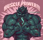anthro barazoku biceps canid canid_demon canine canis cerberus_(fortnite) demon epic_games flexing fortnite fur green_body green_fur hellhound hi_res looking_at_viewer male mammal muscular muscular_anthro muscular_male mythological_canine mythological_creature mythology pinumontbalou pose smile smiling_at_viewer solo text tongue tongue_out vein veiny_muscles