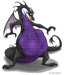 2022 abdominal_bulge absurd_res anthro artist_name belly big_belly black_body black_claws black_scales claws convexpert disney dragon european_mythology fangs female fetal_movement green_sclera head_wings hi_res horn long_tail maleficent mythological_creature mythological_scalie mythology nightmarebros nude open_mouth pregnant pregnant_anthro pregnant_female raised_tail scales scalie sleeping_beauty_(1959) solo spread_legs spreading standing surprised tail teeth text toe_claws tongue unusual_wing_placement western_dragon wings