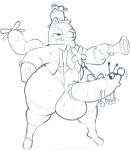 2024 absurd_res air_horn anthro arms_bent balls big_balls big_penis clothed clothing cock_sock digital_drawing_(artwork) digital_media_(artwork) felid feline flower_ornament footwear freckled_balls freckles front_view genitals gloves half-closed_eyes handwear hat headgear headwear hi_res holding_object jewelry legwear male mammal meatmeatmeat4me monochrome narrowed_eyes necklace open_mouth pantsless penis penis_clothing propeller shoes simple_background sketch slightly_chubby socks solo solsticespaghetti standing suit_jacket suspenders thick_calves thick_thighs thigh_highs three-quarter_view toony top_hat topwear vest wide_hips wide_stance