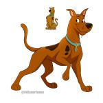 1:1 2026 black_eyebrows black_eyes blue_collar brown_body brown_fur brown_markings brown_nose canid canine canis collar colored digital_drawing_(artwork) digital_media_(artwork) domestic_dog eyebrows felixcartoons feral fur hanna-barbera hi_res looking_away male male_feral mammal markings quadruped scooby-doo scooby-doo_(series) shaded simple_background snout solo standing tail toony white_background