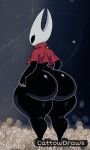 3:5 anthro arthropod big_butt black_body black_eyes butt cape cattowdraws clothing female hi_res hollow_knight_(franchise) hornet_(hollow_knight) insect solo team_cherry thick_thighs