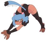 2026 5_toes all_fours alternate_form anthro arm_warmers armwear ass_up big_butt blue_hair brand_new_animal brown_body butt canid canine clothing digital_drawing_(artwork) digital_media_(artwork) dipstick_tail facial_markings feet female full-length_portrait gloves_(marking) hair head_markings hi_res high-angle_view hybrid leg_markings leg_warmers legwear leotard looking_at_viewer mammal markings mask_(marking) michiru_kagemori oddity27 one_eye_closed portrait raccoon_dog raised_tail simple_background smile smiling_at_viewer smirk socks_(marking) solo stretching studio_trigger tail tail_markings tanuki three-quarter_view toes white_background wink winking_at_viewer