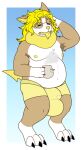 4_fingers absurd_res anthro armpit_hair belly ben_(luxroark) big_bulge big_penis black_claws blonde_hair bodily_fluids body_hair bulge claws clothing coffee_mug detailed_bulge digitigrade exhausted eyes_closed eyewear fingers fur generation_8_pokemon genital_fluids genitals glasses hair hi_res huge_bulge huge_penis hyper hyper_bulge hyper_genitalia hyper_penis ichirotc leaking_precum male multicolored_body multicolored_fur nintendo nipples overweight overweight_male paws penis pokemon pokemon_(species) precum scratching_head slightly_chubby solo steam tan_body tan_fur tired tongue tongue_out two_tone_body two_tone_fur underwear wearing_glasses white_body white_fur yamper yellow_body yellow_clothing yellow_fur yellow_underwear