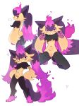 2026 3_toes 4_fingers :d absurd_res amber_eyes anthro arm_tuft biped black_body black_fur black_inner_ear black_legs blush blush_stickers bodily_fluids breasts breath cheek_tuft claw_pose colored_fire confident digitigrade dipstick_hair dipstick_tail exclamation_point eyelashes facial_tuft featureless_breasts feet felid feline female fingers fire flaming_hair flaming_tail flat_chested front_view fur genitals gloves_(marking) group half-closed_eyes hands_on_hips heart_symbol hi_res inner_labia ivie_(artist) kneeling leg_markings lidded_eyes long_pigtails looking_at_viewer majex_(pal) mammal markings multicolored_body multicolored_fur multiple_poses narrowed_eyes navel noseless nude nude_anthro nude_female open_mouth pal_(species) palmorph palworld paws pigtails pocketpair pose pseudo_hair purple_body purple_ears purple_eyelids purple_feet purple_fire purple_fur purple_hair_tips purple_hands purple_heart purple_paws purple_tail sassy side_view sigh simple_background slim slim_anthro slim_female small_waist smile socks_(marking) spread_legs spreading sweat sweatdrop tail tail_markings tan_body tan_fur toes trio tuft vulva white_background white_insides white_mouth