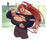 2025 aeryn_(thehelmetguy) animal_humanoid artist_logo big_breasts big_muscles biped blouse bodily_fluids bottomwear bovid bovid_humanoid bovine bovine_humanoid breasts brown_hair cattle_humanoid clothed clothing digital_media_(artwork) female flexing flexing_bicep flexing_both_biceps hair hi_res huge_breasts huge_muscles humanoid hyper hyper_breasts logo looking_at_viewer mammal mammal_humanoid muscular one_eye_closed open_mouth pants ponytail solo standing sweat sweaty_breasts tail tan_body thehelmetguy topwear torn_clothing wink winking_at_viewer
