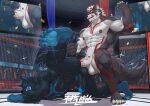 2025 abs anal anal_penetration anthro arm_markings artist_logo balls barazoku biceps black_body black_fur black_hair black_sclera blue_body blue_fur blue_glans blue_mouth blue_scar blue_tongue bodily_fluids canid canine canis chest_markings confetti curtains duo electronics eye_scar facial_scar feet fighting_ring fur genital_fluids genital_markings genitals glans grey_body grey_fur hair hi_res leaking_precum leg_glider_position leg_markings licking licking_lips logo male male/male mammal markings monitor multicolored_body multicolored_fur muscular muscular_anthro muscular_male nipple_piercing nipple_ring nipples obliques pecs penetration penile penile_penetration penis penis_in_ass penis_markings piercing precum pubes raised_leg re_baiz_(character) red_eyes red_hair red_markings ring_piercing ryouon_ritsu scar sex tail tail_grab toeless_(marking) tongue tongue_out two_tone_body two_tone_fur underpaw white_body white_fur white_hair wolf yida069