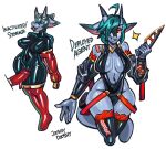 2022 2_horns absurd_res anthro armbinder arms_tied armwear bdsm binder_(restraint) black_bodysuit black_clothing black_latex black_leotard black_skinsuit blue_body bodysuit bondage bondage_gear bound breasts clothing detached_sleeves dildo dragon english_text female genitals hair hi_res holding_knife holding_object horn jooshy knife latex latex_bodysuit latex_clothing latex_legwear latex_leotard latex_mask latex_skinsuit latex_thigh_highs legbinder legs_tied legwear leotard looking_at_viewer mask mythological_creature mythological_scalie mythology nipple_outline red_eyes restraints scalie sex_toy shanher_(character) skinsuit solo tail teal_hair text thigh_highs tight_clothing translucent translucent_latex vulva wide_hips