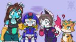 16:9 3_tails absurd_res ahoge annoyed anthro arm_markings axly_(gunma747j) back_spikes baseball_cap big_breasts big_tail blonde_hair blue_body blue_clothing blue_eyes blue_fur blue_topwear blue_vest bottomwear breast_size_difference breasts brother_(lore) brother_and_sister_(lore) brown_hair byda_(gunma747j) canid canine canis caravan_(gunma747j) chest_gem chimera clothing cute_fangs dragon dress ear_markings facial_horn facial_markings fanged_dragon fangs female fenrir_(mythology) fin flat_chested fox fur garyu_(species) gaudia_(gunma747j) gem green_bottomwear green_clothing green_eyes green_pants grey_hair group gunma747j hail-fanged_dragon hair half-closed_eyes hat head_fin head_gem head_horn head_markings headgear headwear hi_res hoodie_vest horn hyogaryu jacket_on_shoulders jewish_mythology laughing_at_another machine magenta_fur male mammal markings mesugaki multi_tail mythological_creature mythological_golem mythological_scalie mythology narrowed_eyes oblivious one-piece_swimsuit pants purple_clothing purple_dress question_mark robot robot_anthro sailor_collar scalie sibling_(lore) sister_(lore) sisters_(lore) slightly_chubby slightly_chubby_female small_wings spikes spikes_(anatomy) swimwear tail teeth thick_thighs topwear vest visible_joint widescreen wings wolf worried worried_for_other worried_look yellow_body yellow_fur
