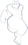 2024 anthro bent_legs big_butt blue_and_white bottomless butt clothed clothing collared_shirt crop_top cropped_sweater digital_drawing_(artwork) digital_media_(artwork) felid feline footwear hands_behind_head hi_res looking_away lying male mammal meatmeatmeat4me monochrome on_side open_mouth shirt side_view sketch slightly_chubby socks solo solsticespaghetti thick_calves thick_thighs topwear