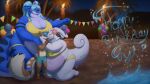 16:9 2026 4k absurd_res anthro beach belly big_belly big_breasts bikini birthday bra breasts cel_shading chubby_cheeks clothing detailed_background digital_drawing_(artwork) digital_media_(artwork) double_chin dragon elemental_manipulation english_text eyewear female frill_(anatomy) generation_6_pokemon glasses goodra hi_res huge_belly male mammal mythological_creature mythological_scalie mythology nintendo obese obese_female overweight overweight_female pokemon pokemon_(species) rodent scalie sciurid shaded signature size_difference spikes swimwear tail text thick_tail thick_thighs tiki_torch torch tree_squirrel two-piece_swimsuit underwear water_manipulation white-dragon white_belly widescreen