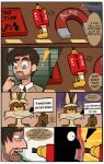 accessory acme anthro brown_body brown_fur brown_hair canid canine canis clothing comic countershade_fur countershading coyote coyote_vs._acme dialogue duo english_text fur hair hi_res human human_to_anthro jacket kevin_avery logo looney_tunes male mammal mixelfangirl100 necktie sign species_transformation stubble suit teeth text toony topwear transformation transformation_through_technology warner_brothers wile_e._coyote yellow_sclera
