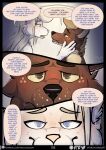 anthro bedroom_eyes blonde_hair blue_eyes blush blush_lines brown_body brown_fur canid canine canis comic coyote dialogue digital_media_(artwork) duo english_text eyebrows felid feline female fingers flirting freckles fur hair hi_res hybrid hyena imminent_sex looking_at_another male male/female male_anthro mammal multiple_scenes narrowed_eyes nude open_mouth pierre_(dirtypaws) seductive selene_(dirtypaws) smile speech_bubble spots spotted_hyena tan_body tan_fur teeth text theo_young tongue tuft url white_body white_fur