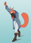 2007 5_fingers anthro blue_clothing blue_coat blue_topwear boots bottomwear bowing brown_boots brown_clothing brown_footwear brown_hat brown_headwear button_(fastener) clothed clothed_anthro clothed_male clothing coat crimsonsquirrel digital_media_(artwork) eyebrows fingers flat_colors footwear full-length_portrait fully_clothed fully_clothed_anthro fully_clothed_male gradient_background hat headgear headwear humanoid_hands long_tail male male_anthro mammal mouth_closed pants portrait rodent sciurid shadow shoes simple_background snout solo tail teal_background topwear tree_squirrel white_bottomwear white_clothing white_pants