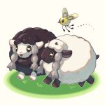  alternate_color closed_mouth commentary_request cutiefly flying gen_7_pokemon gen_8_pokemon grass highres komame_(st_beans) no_humans pokemon pokemon_(creature) shiny_pokemon smile standing wooloo 