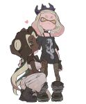  2girls black_hair boots breasts choker crop_top crown dark-skinned_female dark_skin fingerless_gloves fishnet_pantyhose fishnets full_body gloves gradient_hair green_eyes heart highres inkling long_hair mangmengml marina_(splatoon) marina_(springfest)_(splatoon) mole mole_under_mouth multicolored_hair multiple_girls octoling oversized_clothes oversized_shirt pants pantyhose pearl_(splatoon) pearl_(springfest)_(splatoon) shirt smile splatoon_(series) splatoon_2 squatting standing tentacle_hair white_background white_hair yellow_eyes 