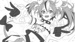  1girl animal_ears asymmetrical_sleeves cheese collar dice_hair_ornament food greyscale hair_ornament hakos_baelz highres hololive hololive_english key_necklace monochrome mouse mouse_ears mouse_girl mouse_tail mousetrap ninomae_ina&#039;nis_(artist) rat solo spiked_collar spikes tail virtual_youtuber 