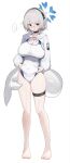  ... 1girl absurdres alt_text barefoot black_choker blue_archive blue_halo blunt_bangs blush bob_cut breasts cetacean_tail choker cleavage commentary_request covered_navel dot_nose fins fish_tail full_body grey-framed_eyewear grey_eyes grey_hair halo highres hooded_shrug kotone_(blue_archive) large_breasts long_sleeves looking_at_viewer multicolored_one-piece_swimsuit one-piece_swimsuit open_mouth pinching_own_belly plump round_eyewear short_hair shrug_(clothing) simple_background skindentation solo speech_bubble standing sukoyaka_konbu swimsuit tail thigh_strap thighs two-tone_one-piece_swimsuit wet white_background white_one-piece_swimsuit white_shrug 