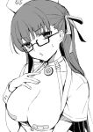  1girl bandaid bandaids_on_nipples bangs bb_(bb_shot!)_(fate) bb_(fate) blush breasts breasts_outside choker covered_nipples dress fate/extra fate/extra_ccc fate/grand_order fate_(series) glasses greyscale hair_ribbon hat large_breasts long_hair looking_at_viewer monochrome nurse_cap open_mouth pasties ribbon short_sleeves sketch very_long_hair vivi_(eve_no_hakoniwa) wrist_cuffs 