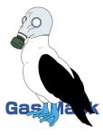  animal animal_focus bird english_text full_body gas_mask gurageida highres mask no_humans original seagull simple_background webbed_feet white_background 