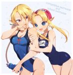  2girls bitikara blonde_hair breasts hair_between_eyes hug long_hair looking_at_viewer multiple_girls one-piece_swimsuit pointy_ears ponytail princess_zelda red_eyes sheik sheikah smile super_smash_bros. swimsuit the_legend_of_zelda the_legend_of_zelda:_ocarina_of_time 