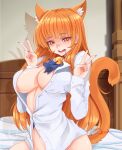  animal_ears asobi_ni_iku_yo! bottomless dress_shirt eris meowyin nekomimi no_bra open_shirt tail 