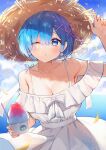  ayamy cleavage dress re_zero_kara_hajimeru_isekai_seikatsu rem_(re_zero) skirt_lift summer_dress 