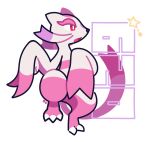  alternate_color artsy-rc gen_5_pokemon highres mienshao no_humans number open_mouth pokedex_number pokemon pokemon_(creature) shiny_pokemon signature solo standing standing_on_one_leg white_background 
