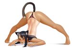  1girl absurdres all_fours anal anal_object_insertion anal_tail animal_ear_fluff animal_ears ass back barefoot black_hair black_panties blush brown_eyes cat_ears cat_tail fake_animal_ears fake_tail fangs feet full_body hairband highres ijiranaide_nagatoro-san jack-o&#039;_challenge kairunoburogu legs_apart long_hair nagatoro_hayase object_insertion one-piece_tan open_mouth panties paw_print simple_background solo tail tan tanlines top-down_bottom-up topless underwear underwear_only white_background 