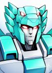  1girl 2021 dazzle_(dazzledictator) decepticon english_commentary extra_eyes glowing glowing_eyes highres lyzack mecha no_humans portrait red_eyes science_fiction signature solo transformers transformers_victory 