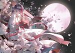  flowers moon night polychromatic ribbons sky tadatsu vocaloid vsinger yuezheng_ling 