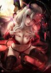  axsens bra breast_hold devil heels helltaker horns lingerie modeus_(helltaker) pantsu tail thighhighs 