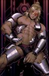  1boy abs alejandro_tio alternate_skin_color alternate_universe armor bara bare_pectorals black_male_underwear blonde_hair briefs bulge crotchless crotchless_pants dark-skinned_male dark_skin feet_out_of_frame highres ken_masters large_pectorals lips looking_at_viewer male_focus male_underwear mature_male medium_hair muscular muscular_male navel nipples orange-framed_eyewear pants pectorals revealing_clothes science_fiction single_bare_shoulder solo stomach street_fighter sunglasses thighs underwear 