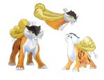  alternate_color claws commentary do9bessa english_commentary gen_2_pokemon legendary_pokemon multiple_views no_humans pokemon pokemon_(creature) raikou red_eyes shiny_pokemon standing tusks white_background 