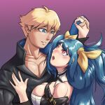  absurdres blonde_hair blue_eyes blue_hair couple dancer dizzy_(guilty_gear) guilty_gear guilty_gear_strive highres husband_and_wife ky_kiske long_hair long_sleeves looking_at_another red_eyes 