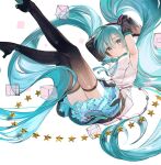  hatsune_miku headphones heels rumoon skirt_lift tagme thighhighs vocaloid 