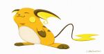  closed_eyes closed_mouth commentary_request full_body gen_1_pokemon highres no_humans pokemon pokemon_(creature) raichu signature simple_background smile solo standing toes uninori white_background 