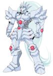  blue_eyes blue_hair clenched_hands looking_ahead mecha nakano_haito no_humans original solo standing super_robot white_background 
