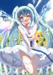  dress garter hatsune_miku npon515 skirt_lift summer_dress vocaloid 