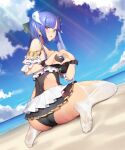  cameltoe erect_nipples heterochromia horns migu_(iws2525) swimsuits thighhighs wet 