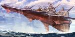  absurdres akasaai cannon cloud dripping flying fushigi_no_umi_no_nadia highres nautilus_(nadia) no_humans ocean submarine water watercraft 