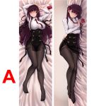  1girl arms_up bangs bed_sheet black_legwear black_skirt blunt_bangs blush box breasts buttons closed_mouth collared_shirt dakimakura_(medium) double-breasted dress_shirt embarrassed eyebrows_visible_through_hair frown full_body girls&#039;_frontline hair_ribbon heart-shaped_box high-waist_skirt knees_together_feet_apart large_breasts legs_together light_smile long_hair long_sleeves looking_at_viewer lying miniskirt multiple_views necktie no_shoes on_back on_bed on_side panels pantyhose pillow purple_hair purple_ribbon qi_yuan_zhi_yu red_eyes red_neckwear ribbon sample shirt side_slit skirt suspender_skirt suspenders thighband_pantyhose wa2000_(girls&#039;_frontline) white_shirt wing_collar 
