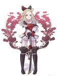  1girl abi_mmo blonde_hair blue_eyes bow bravely_default:_flying_fairy bravely_default_(series) breasts closed_mouth edea_lee gloves hair_bow long_hair looking_at_viewer smile solo sword twitter_username weapon 