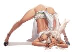  animal_ears ass bunny_ears final_fantasy final_fantasy_xiv no_bra pantsu skirt_lift tagme tattoo thong viera 